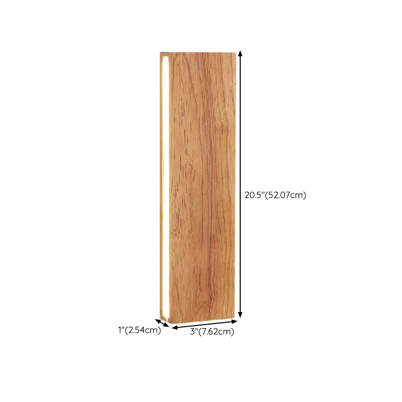 Contemporary Vanity Light Rectangle Wall Sconce with Wood for Bathroom