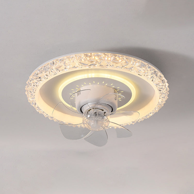 Modernism 7-Blade Ceiling Fan Polish Finish Metallic LED Fan with Light for Room