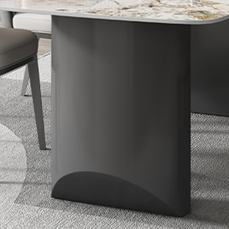 Stone Top Modern Dining Table Set 1/2/5/7 Pieces Dining Set with Leather Chairs