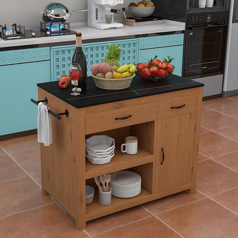 Modern Kitchen Island Table Dining Room Prep Table with Casters