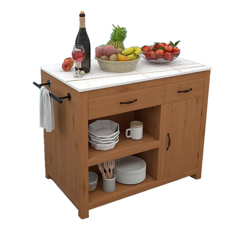 Modern Kitchen Island Table Dining Room Prep Table with Casters