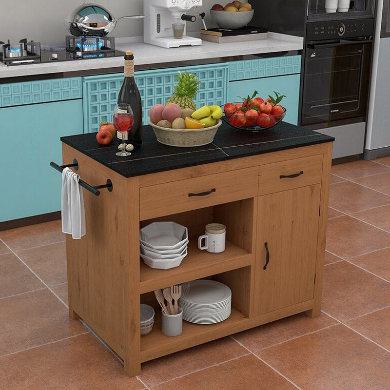 Modern Kitchen Island Table Dining Room Prep Table with Casters