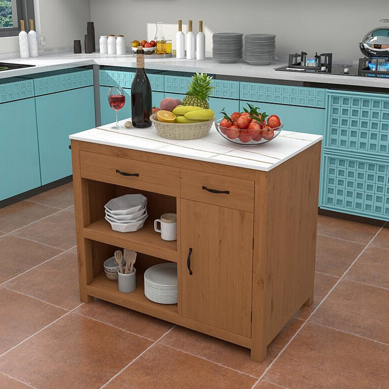 Modern Kitchen Island Table Dining Room Prep Table with Casters