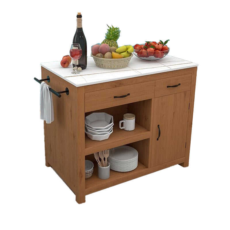 Modern Kitchen Island Table Dining Room Prep Table with Casters