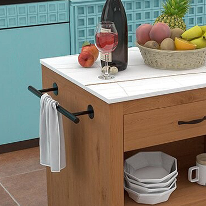 Modern Kitchen Island Table Dining Room Prep Table with Casters