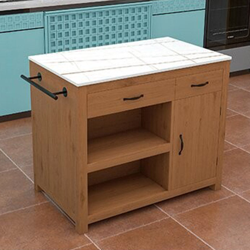 Modern Kitchen Island Table Dining Room Prep Table with Casters