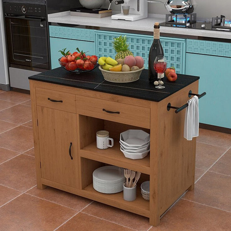 Modern Kitchen Island Table Dining Room Prep Table with Casters