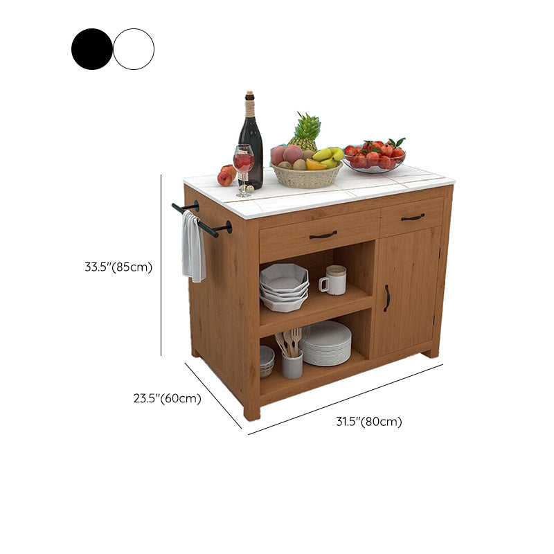 Modern Kitchen Island Table Dining Room Prep Table with Casters