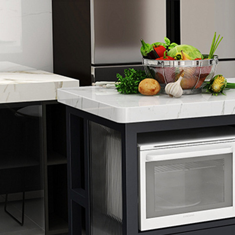 Kitchen Island Table Dining Room Modern Prep Table with Storage Cabinet