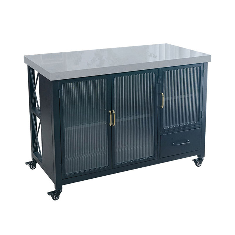 Kitchen Island Table Dining Room Prep Table with Storage Cabinet