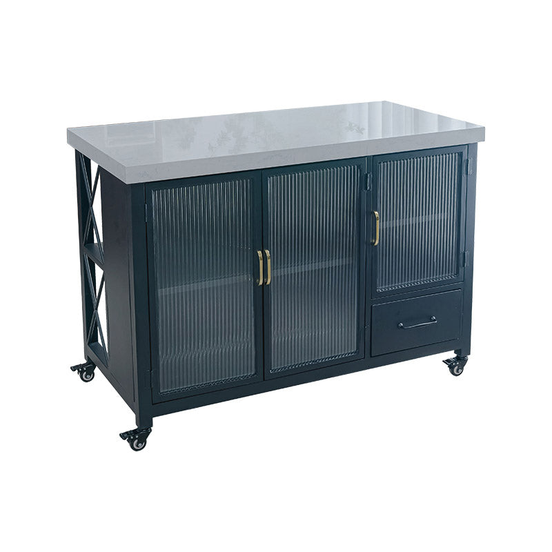 Kitchen Island Table Dining Room Prep Table with Storage Cabinet