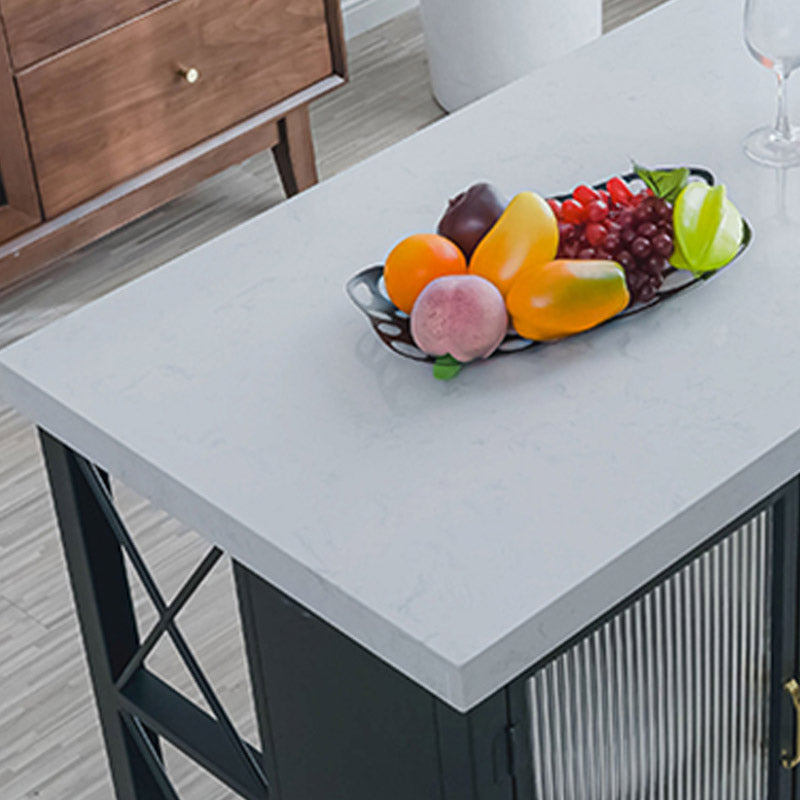 Kitchen Island Table Dining Room Prep Table with Storage Cabinet