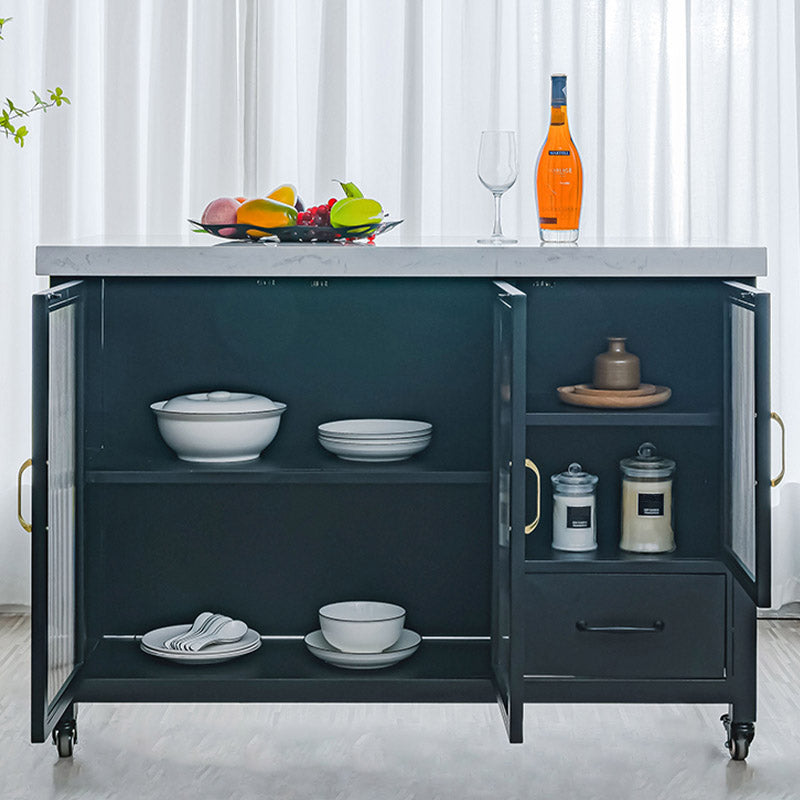 Kitchen Island Table Dining Room Prep Table with Storage Cabinet