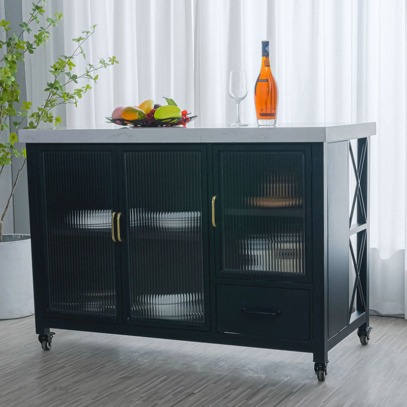 Kitchen Island Table Dining Room Prep Table with Storage Cabinet