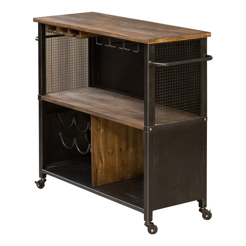 Modern Open Storage Kitchen Trolley Rolling Prep Table with Wine Storage