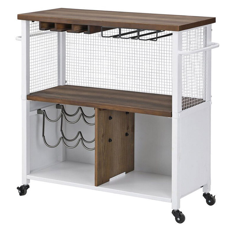 Modern Open Storage Kitchen Trolley Rolling Prep Table with Wine Storage