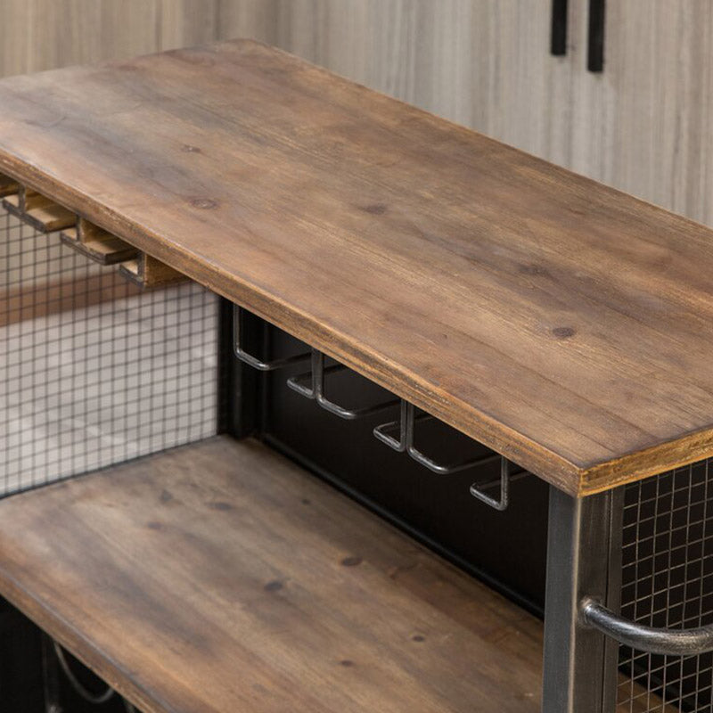 Modern Open Storage Kitchen Trolley Rolling Prep Table with Wine Storage