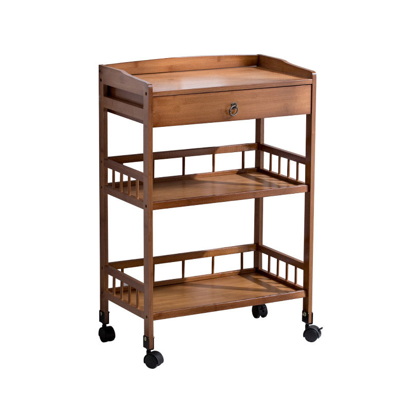 Modern Open Storage Kitchen Trolley Rolling Prep Table with Open Shelves