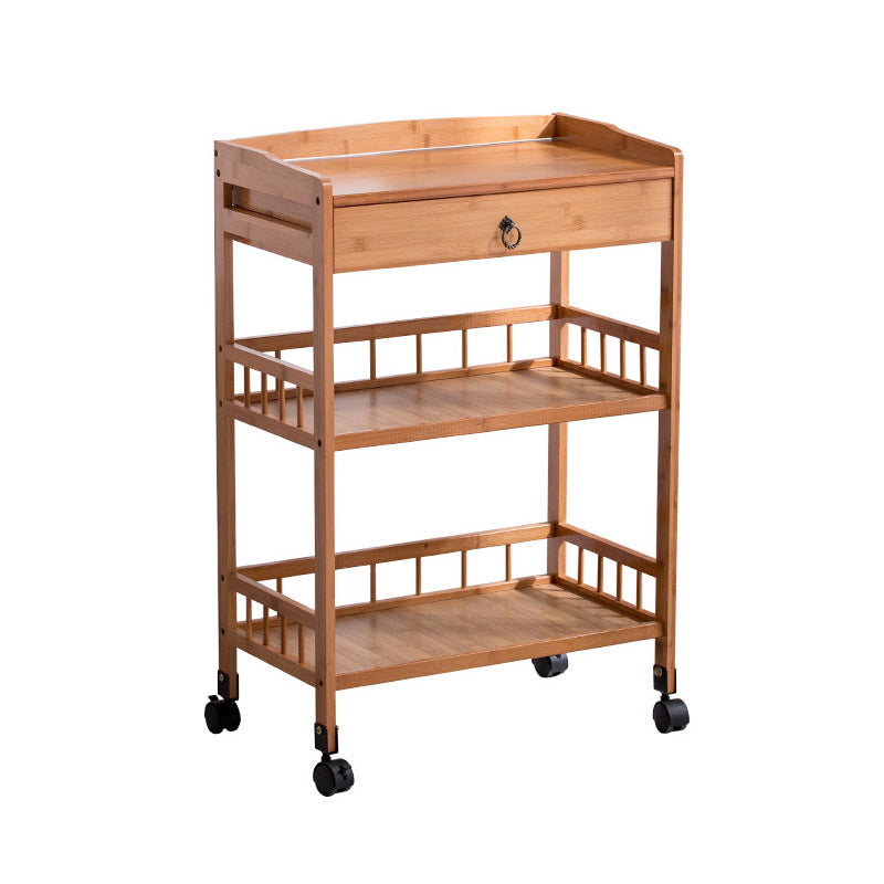 Modern Open Storage Kitchen Trolley Rolling Prep Table with Open Shelves