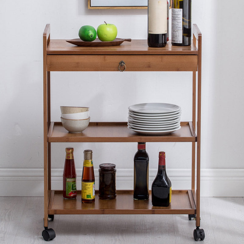 Modern Open Storage Kitchen Trolley Rolling Prep Table with Open Shelves