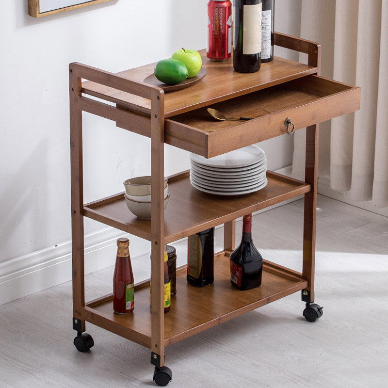 Modern Open Storage Kitchen Trolley Rolling Prep Table with Open Shelves