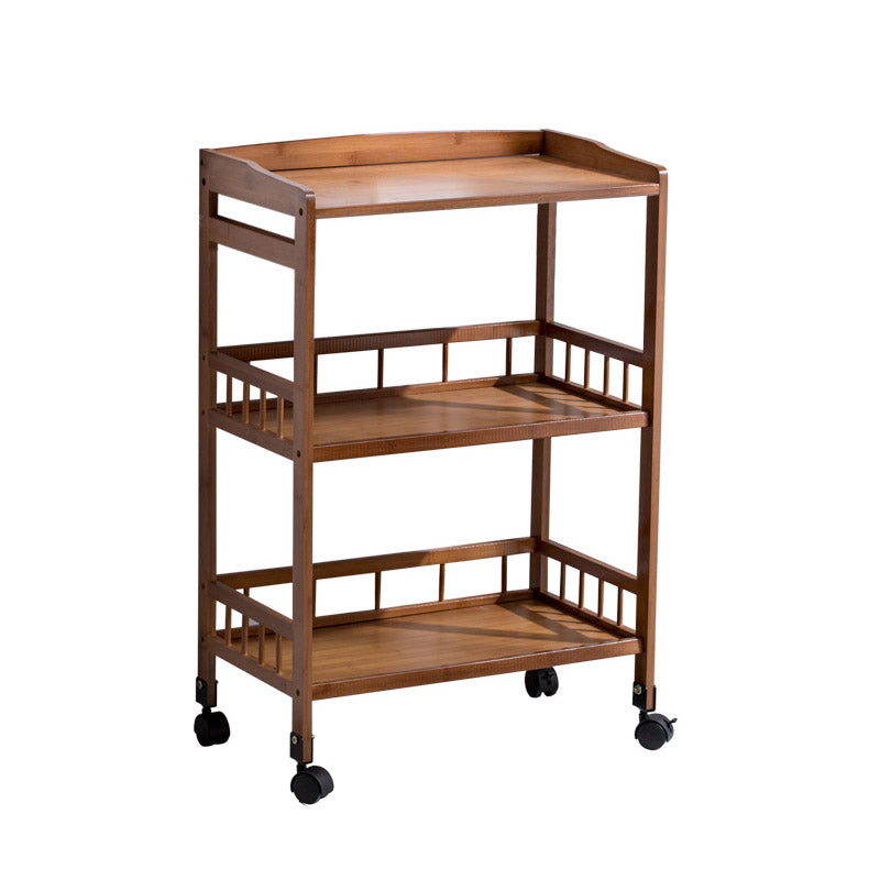 Modern Open Storage Kitchen Trolley Rolling Prep Table with Open Shelves