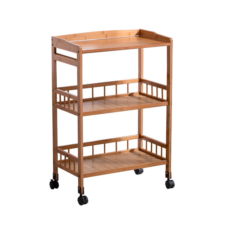 Modern Open Storage Kitchen Trolley Rolling Prep Table with Open Shelves