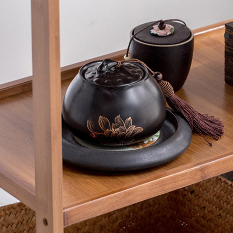 Modern Open Storage Kitchen Trolley Rolling Prep Table with Open Shelves