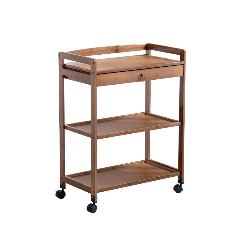 Modern Open Storage Kitchen Trolley Rolling Prep Table with Open Shelves