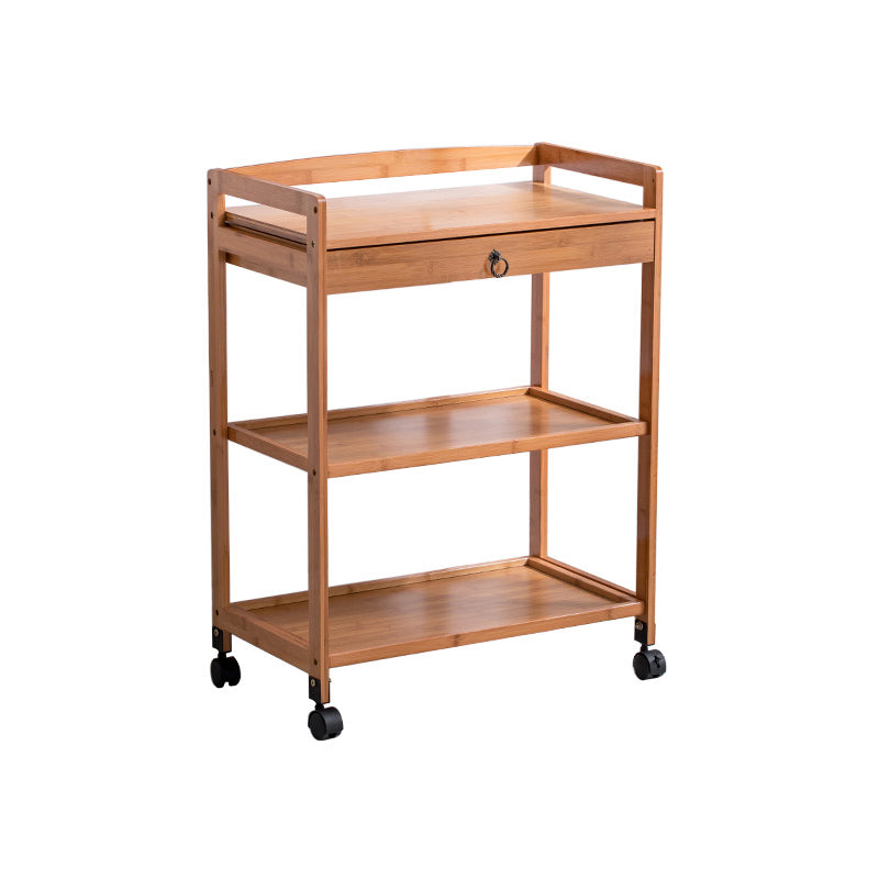 Modern Open Storage Kitchen Trolley Rolling Prep Table with Open Shelves