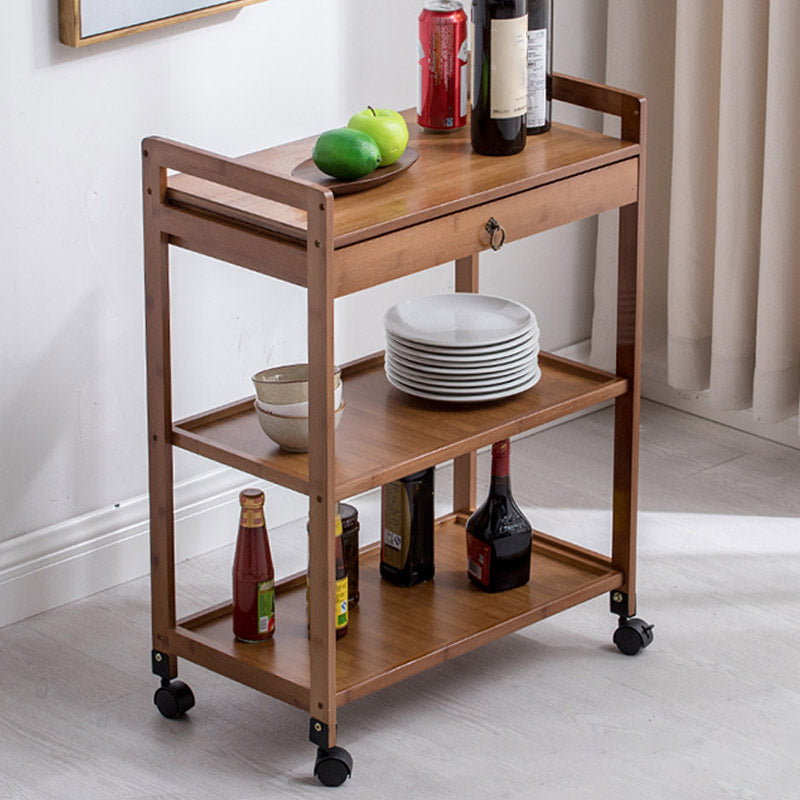Modern Open Storage Kitchen Trolley Rolling Prep Table with Open Shelves