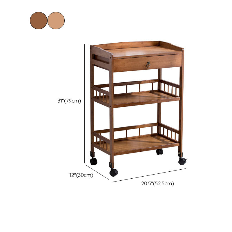 Modern Open Storage Kitchen Trolley Rolling Prep Table with Open Shelves