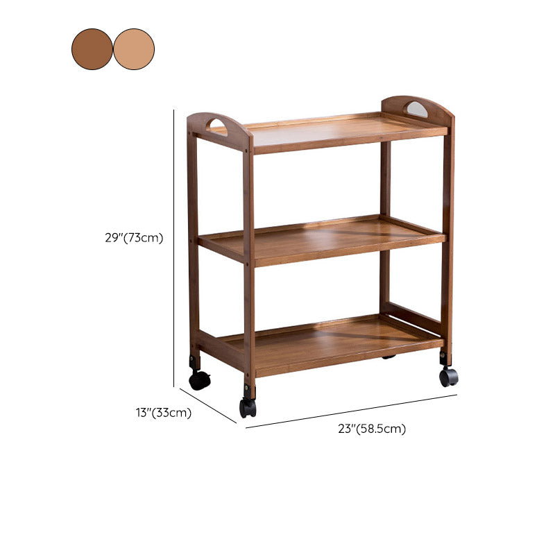 Modern Open Storage Kitchen Trolley Rolling Prep Table with Open Shelves