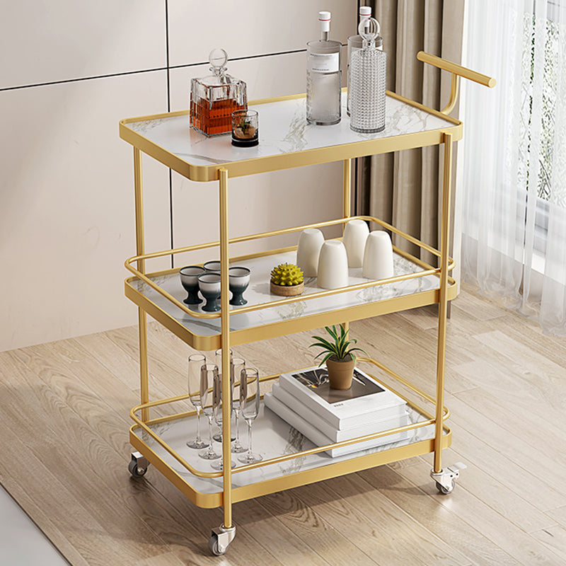 Dining Room Modern Prep Table Rolling Open Shelves Kitchen Trolley