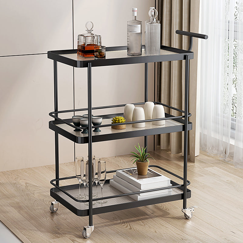 Dining Room Modern Prep Table Rolling Open Shelves Kitchen Trolley