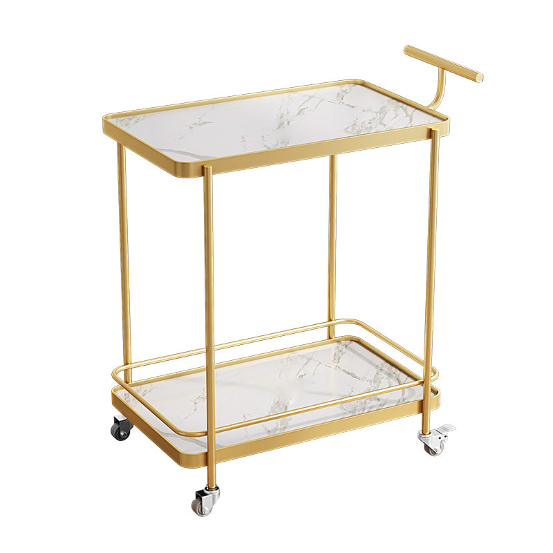 Dining Room Modern Prep Table Rolling Open Shelves Kitchen Trolley