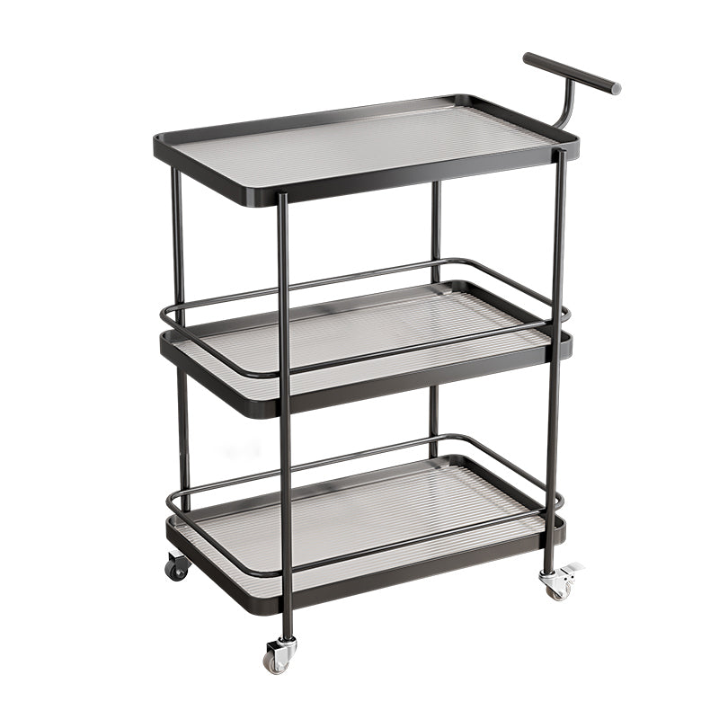 Dining Room Modern Prep Table Rolling Open Shelves Kitchen Trolley