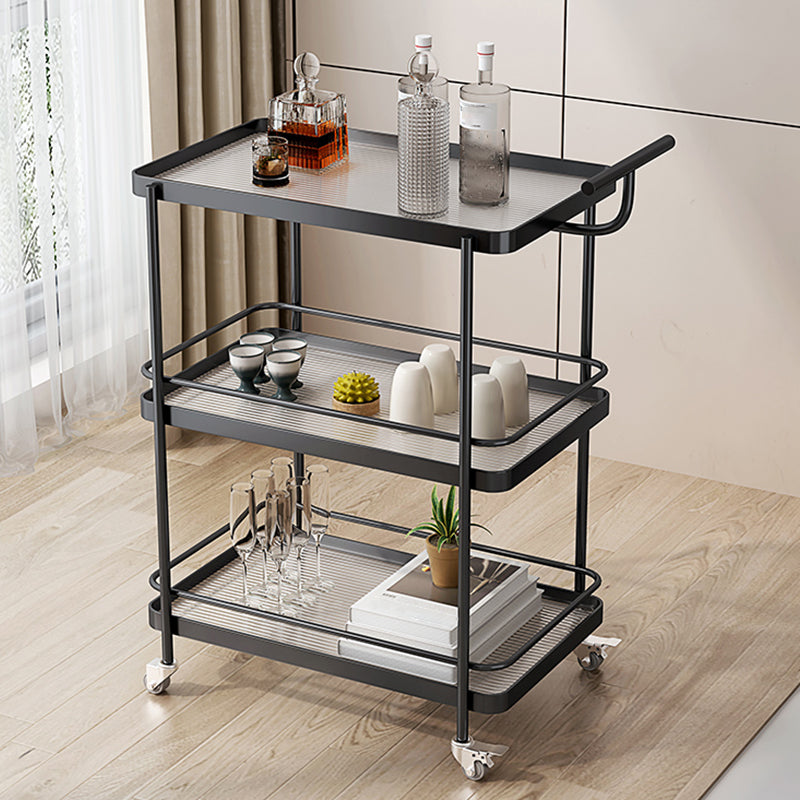 Dining Room Modern Prep Table Rolling Open Shelves Kitchen Trolley