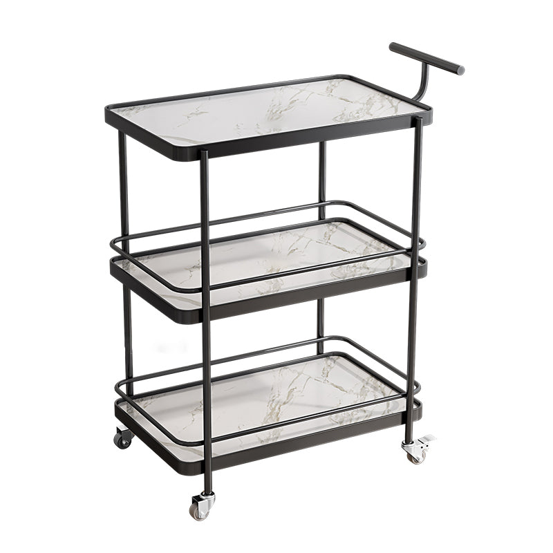 Dining Room Modern Prep Table Rolling Open Shelves Kitchen Trolley