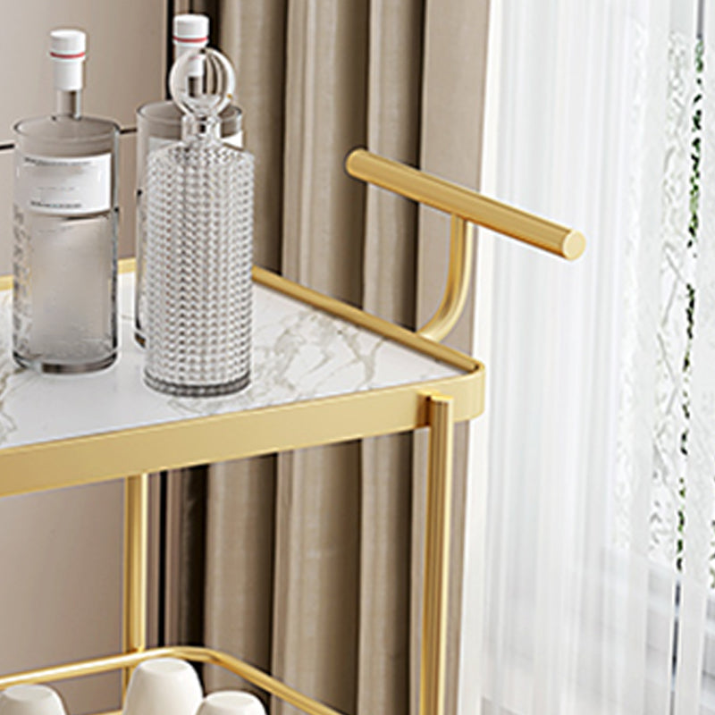 Dining Room Modern Prep Table Rolling Open Shelves Kitchen Trolley