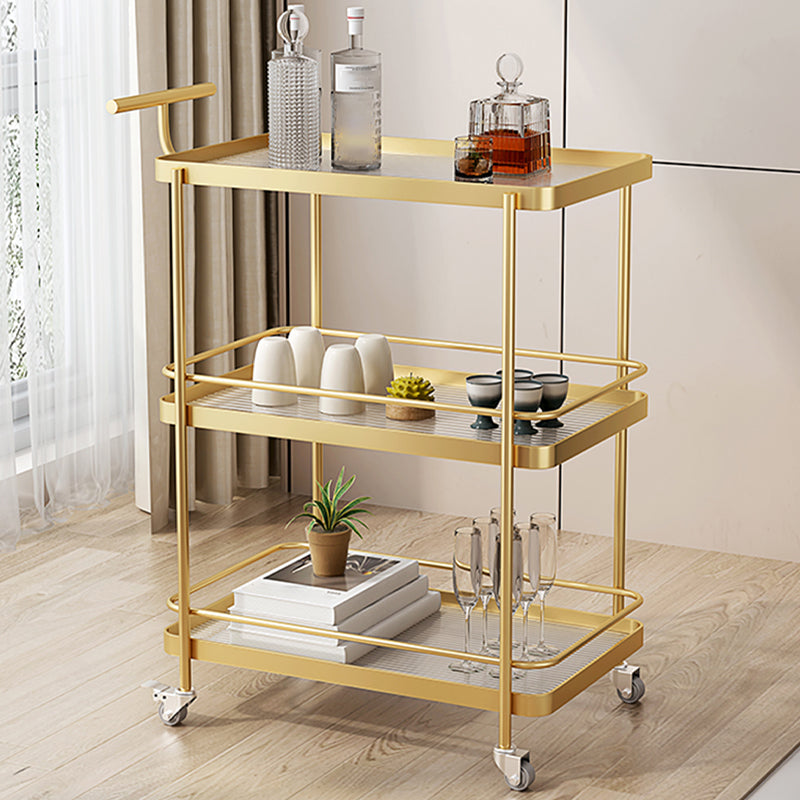 Dining Room Modern Prep Table Rolling Open Shelves Kitchen Trolley