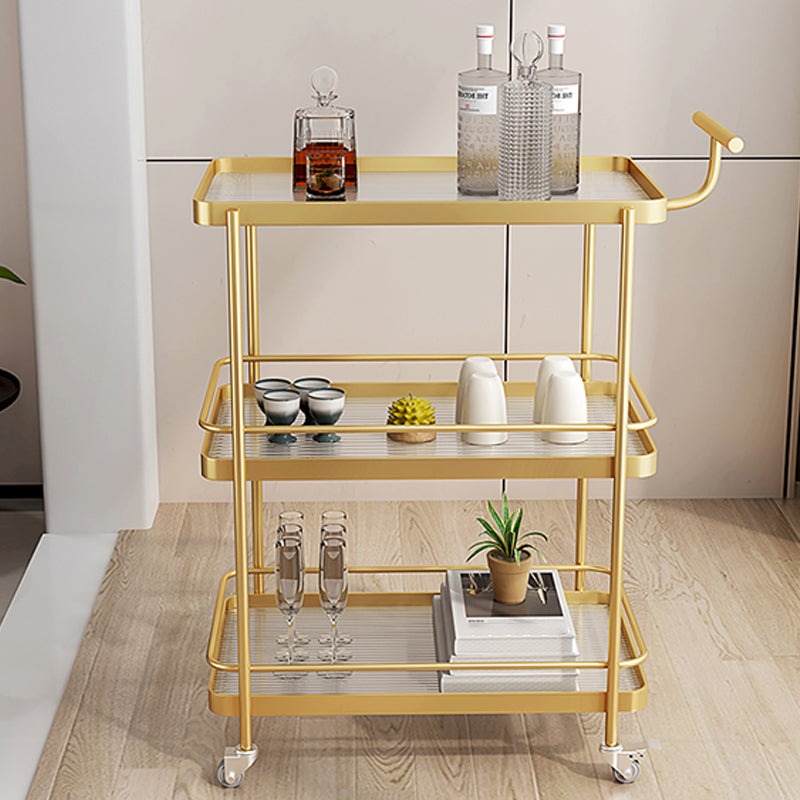 Dining Room Modern Prep Table Rolling Open Shelves Kitchen Trolley