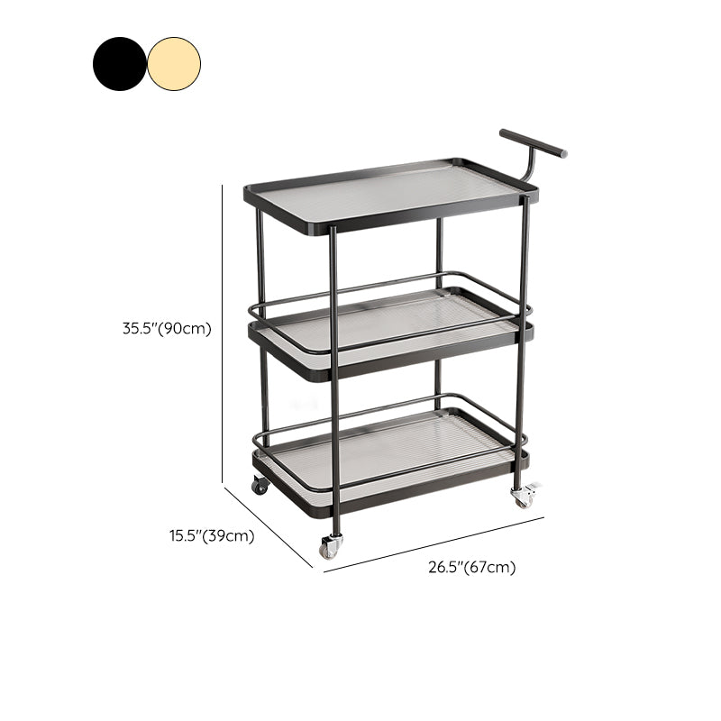 Dining Room Modern Prep Table Rolling Open Shelves Kitchen Trolley