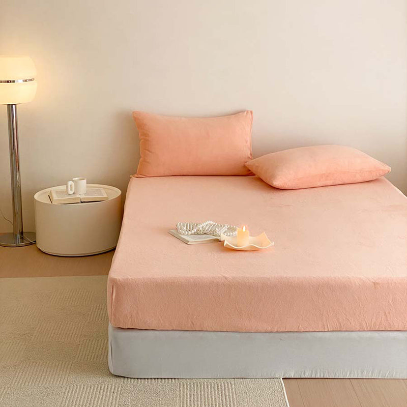 Non-Pilling Fitted Sheet Solid Color Polyester Ultra-Soft Breathable Fitted Sheet
