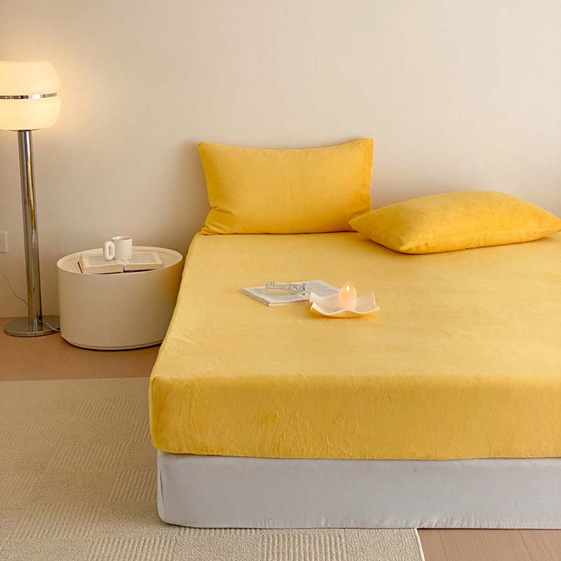 Non-Pilling Fitted Sheet Solid Color Polyester Ultra-Soft Breathable Fitted Sheet