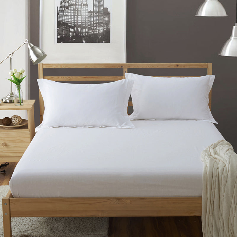 Pure Cotton Solid Color Fitted Sheet Set Extra Soft Breathable Bed Sheet