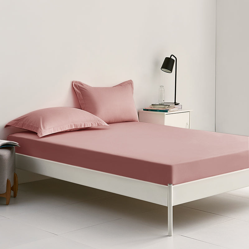 Pure Cotton Solid Color Fitted Sheet Set Extra Soft Breathable Bed Sheet