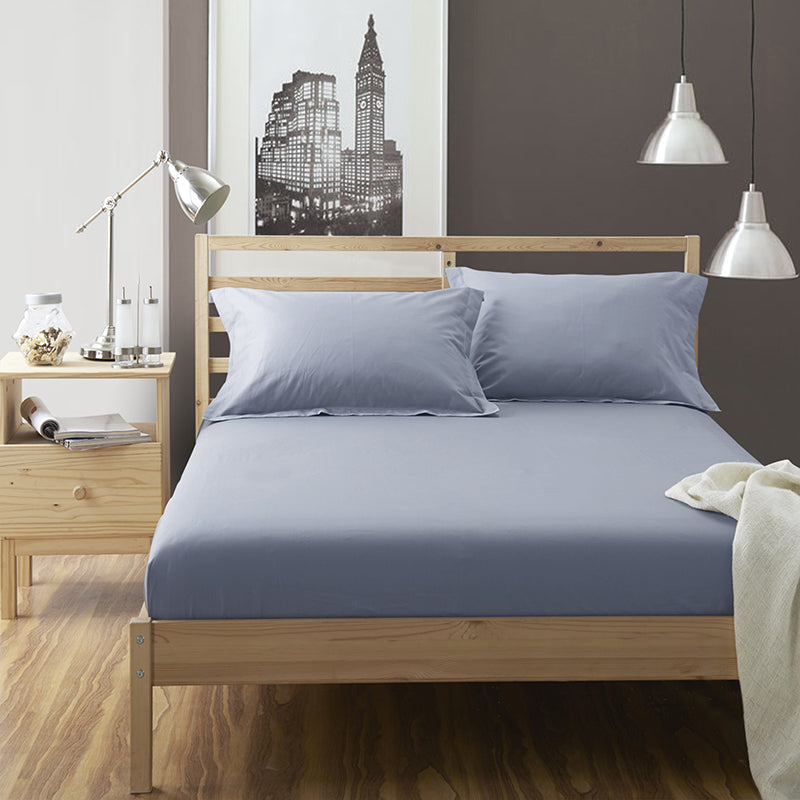 Pure Cotton Solid Color Fitted Sheet Set Extra Soft Breathable Bed Sheet