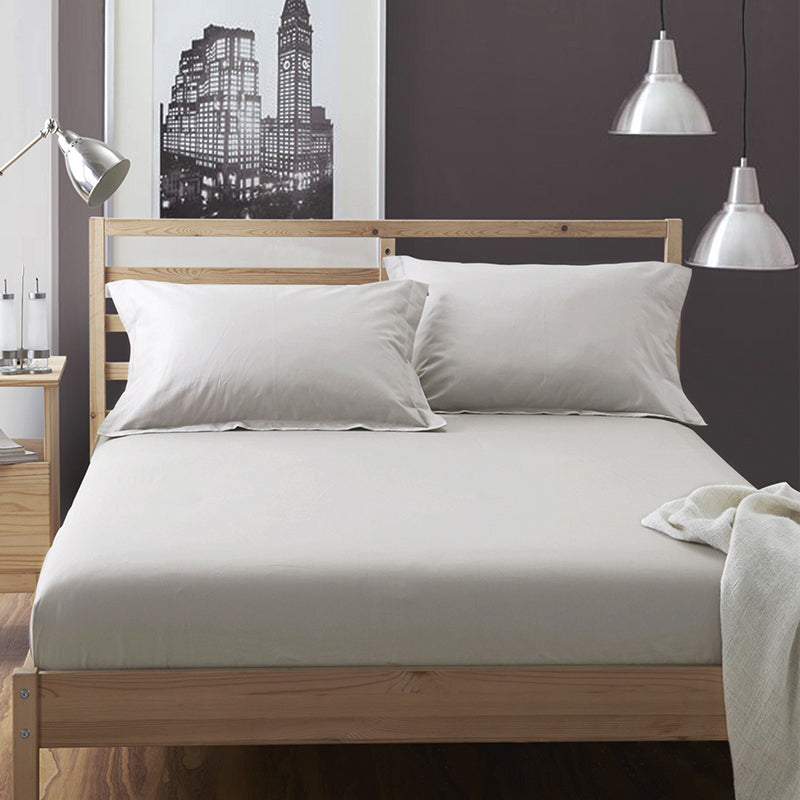 Pure Cotton Solid Color Fitted Sheet Set Extra Soft Breathable Bed Sheet
