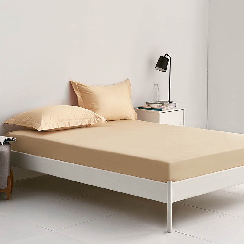 Pure Cotton Solid Color Fitted Sheet Set Extra Soft Breathable Bed Sheet